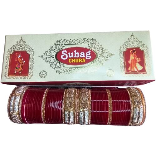 Sapna Chuda Royal Maroon Gold Bridal Chura Set