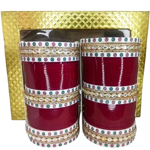 Dot Kundan Chuda Classic Red Bridal Chuda