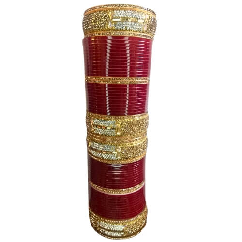 Sapna Chuda Royal Maroon Gold Bridal Chura Set