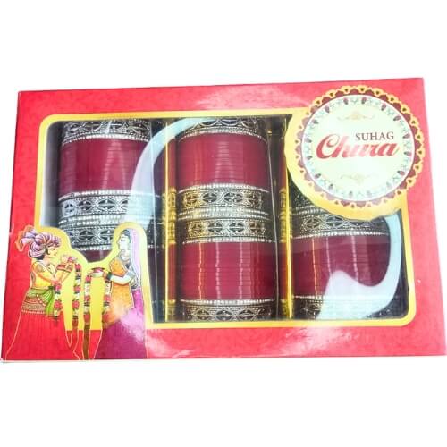 8110 CHUDA Royal Red Silver Bridal Chura Set