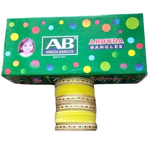 Gruhini Chuda Maharani Yellow Velvet Bangles