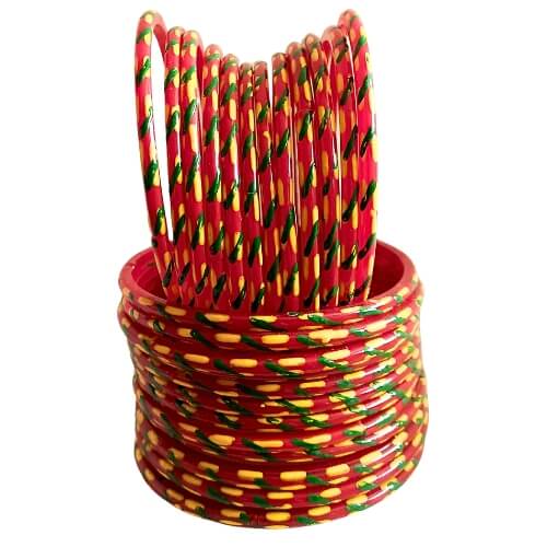 Jalebi  24-Piece Design Vibrant Multicolor Glass Bangles Set