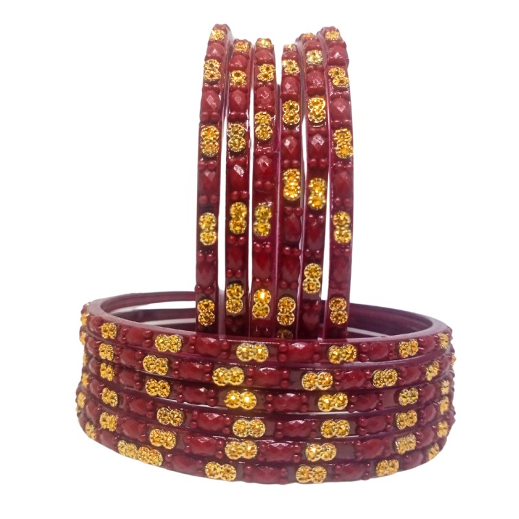 Kabootar Fancy Glass Bangle set - 12 PCs