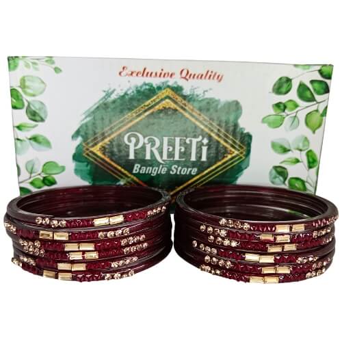 Patantali 12PCS Studded Glass Bangle Set 