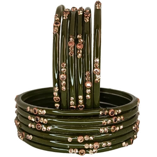 Radhe 12pcs Glossy Glass Bangle Set