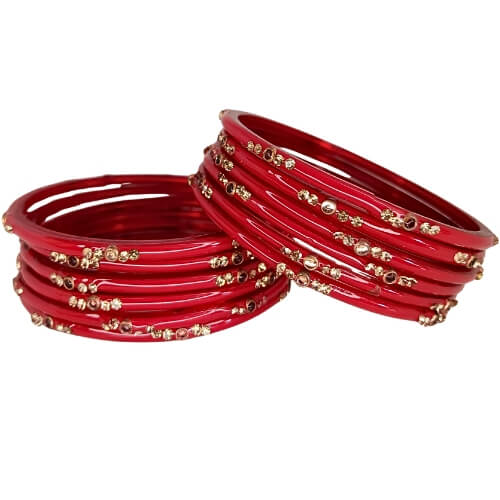 Radhe 12pcs Glossy Glass Bangle Set