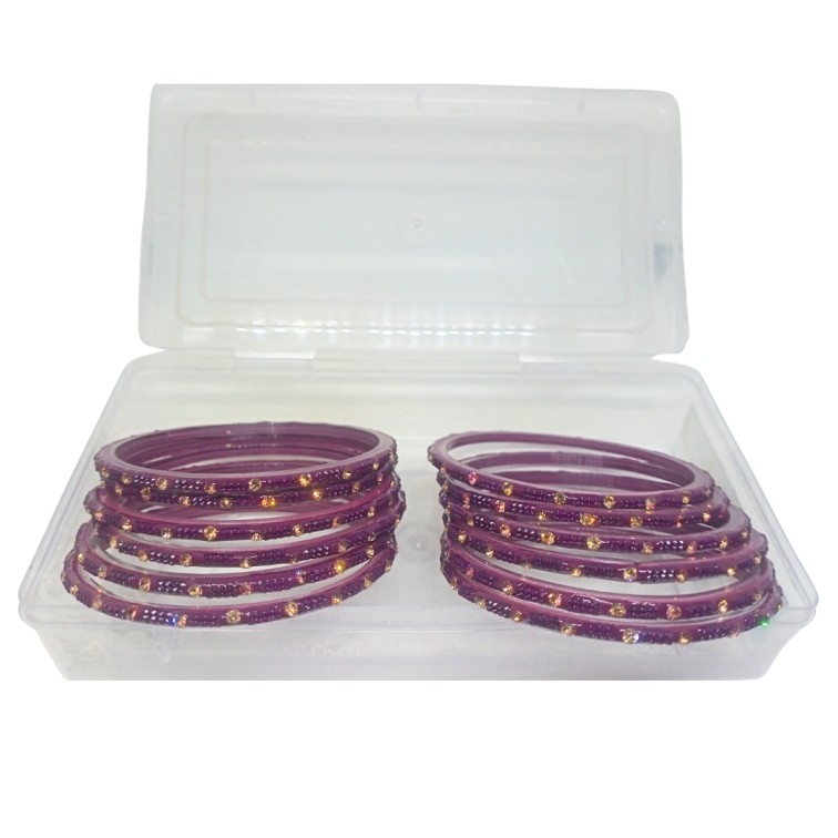 501 Fancy Glass Bangle set - 12 PCs