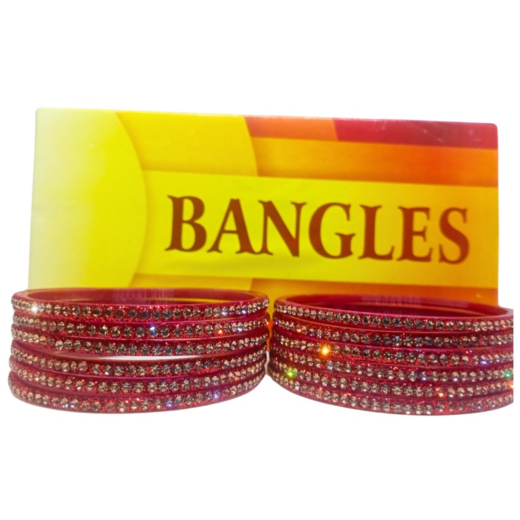 Panali - LCD Stone Glass Fancy Bangles Set - 12 Pcs (Paper Box)