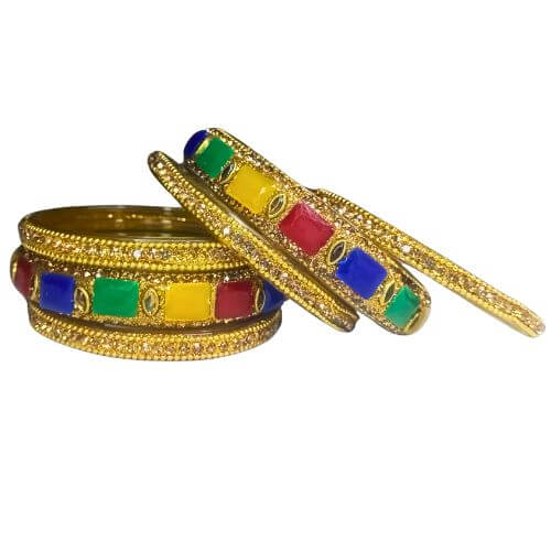 Multicolor Kundan Traditional Indian Bangles Set
