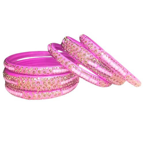 Elegant Figures and Gold Stone-Studded Bangles Set