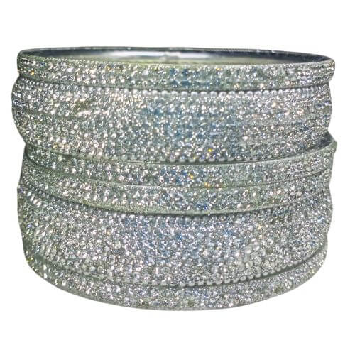 Silver Crystal Rhinestone Bangles Set
