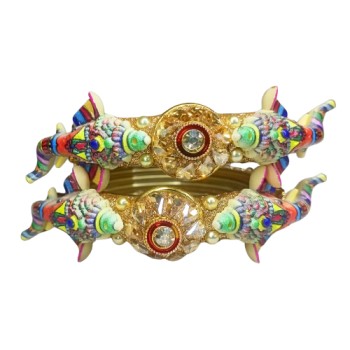 Rajwadi Glass Bangadi Set in  Divine Ganesha Style