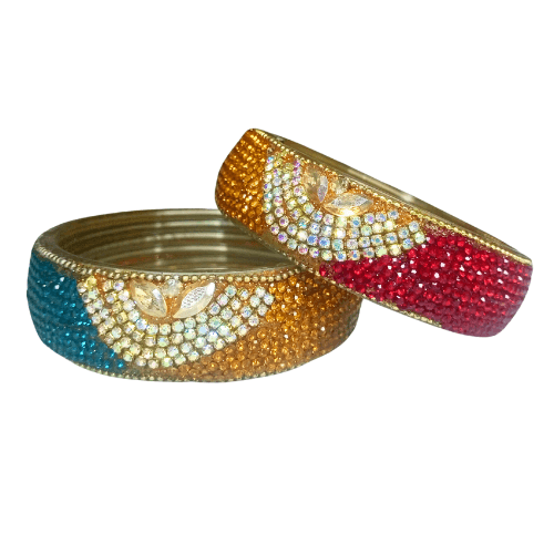 Multicoloured  Stone in 2Pc Glass Kada