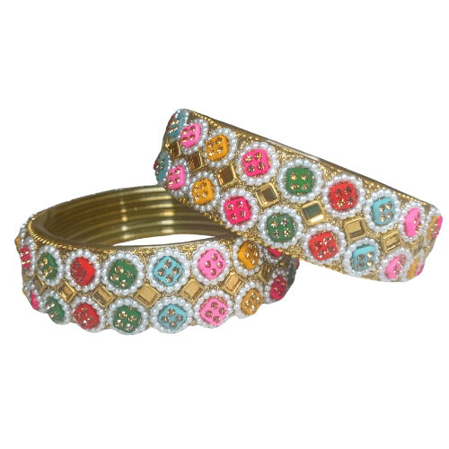 2pc Circular Moti Embracing Kundan Kangan