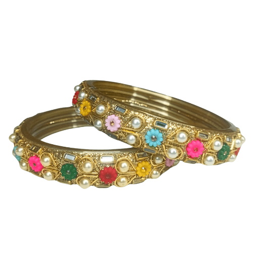 Flower and Moti Combined 2 Pc Kada Set