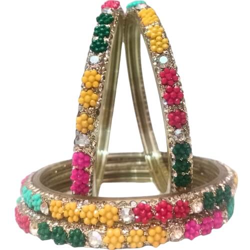 Colorful Floral Style 4-Piece Bangles Set