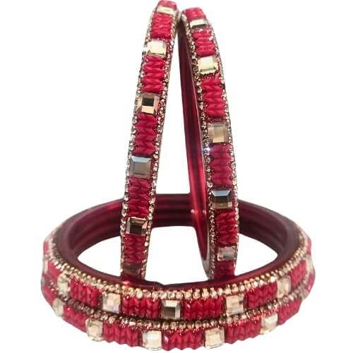 Crimson Mosaic 4- Piece Bangles