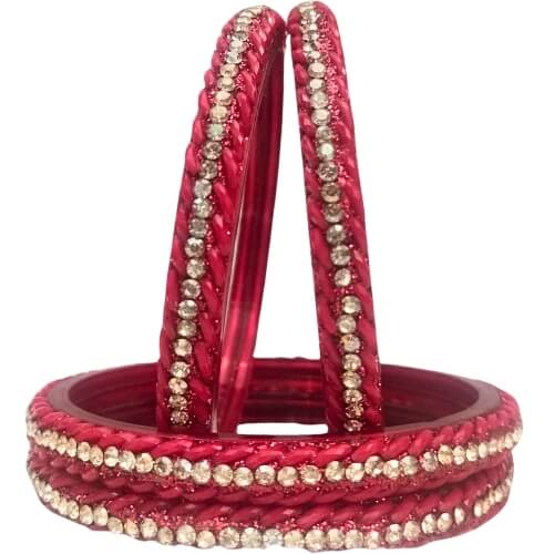 Crystal Lined Twisted Pattern 4-Piece Bangles Set