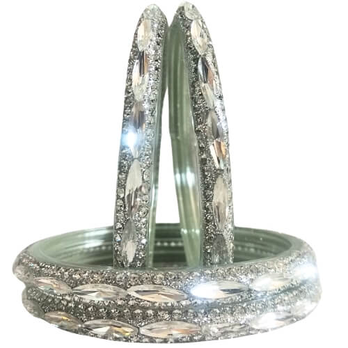 Frostveil Crystal Edge 4-Piece Bangles