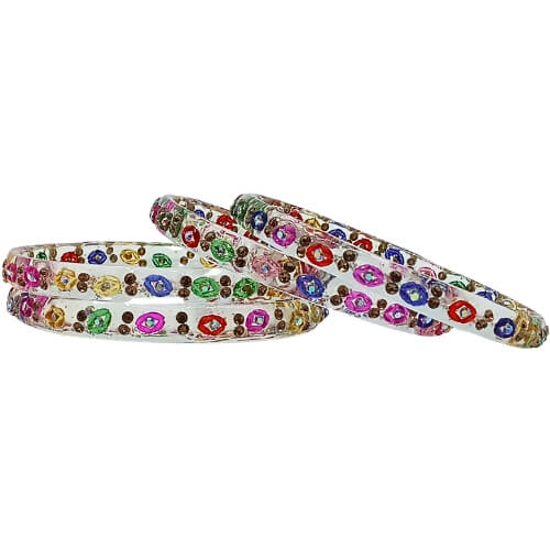 Sparkle Petal Charm 4-Piece Bangle 