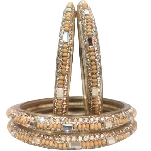Elegant Beaded Crystal 4-Piece Bangles