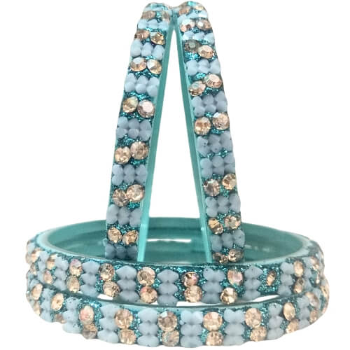 Classic Bead and Stone Work 4-Piece Bangles