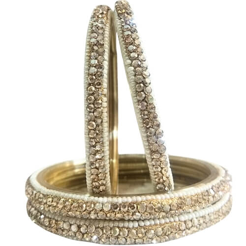 Gold-Toned Crystal Embellished 4-Piece Bangles Set