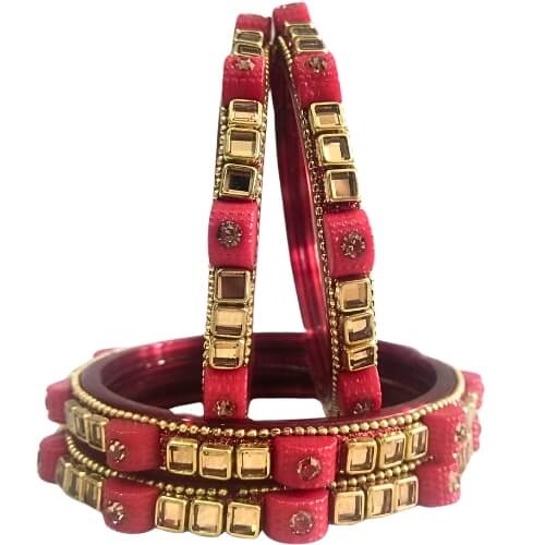 Golden Brick Elegance 4-Piece Bangle 