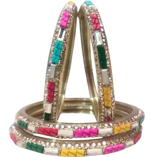 Mosaic Magic Multicolor Stone 4-Piece Bangles