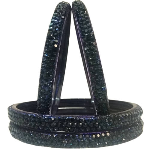 Noir Elegance Stone-Studded 4-Piece Bangles