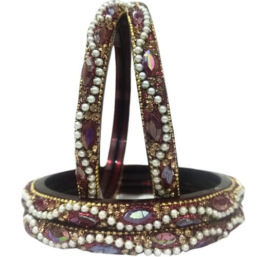 Pearl & Facet Stone 4-Piece Bangles