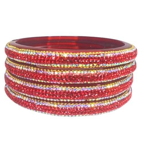 Radiant Red Crystal Sparkle Bangle Set