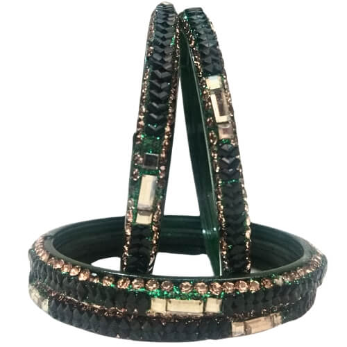 Regal Emerald Mirrorwork 4-Piece Bangle 