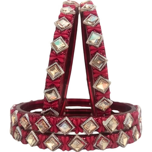 Square Crystal Pattern 4-Piece Bangles