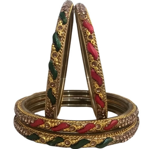 Twisted Pattern Stone 4-Piece Bangles