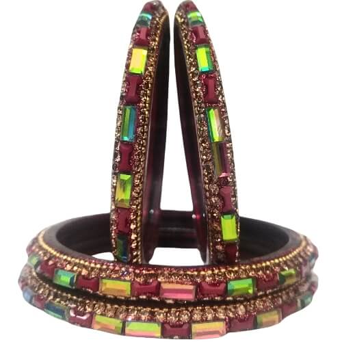 Vibrant Multicolor Stone 4-Piece Bangles