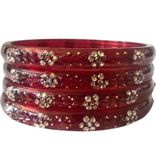Elegant Crystal Flower 4-Piece Bangles