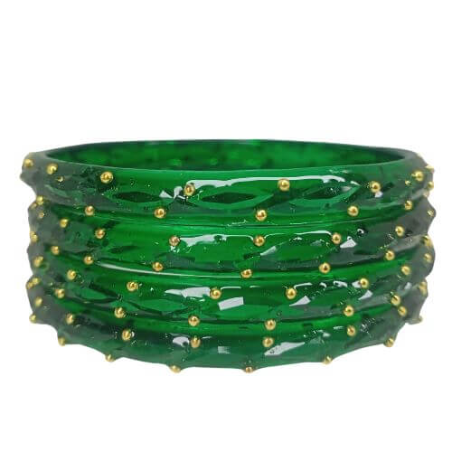 Dangal Borosil Golden Dot Textured Bangle 
