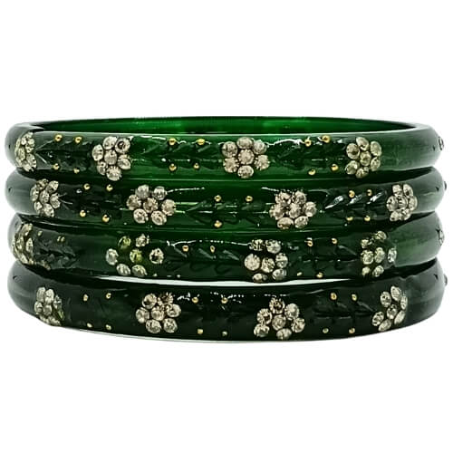 Sundari Crystal Flower Motifs 4-Piece Bangle