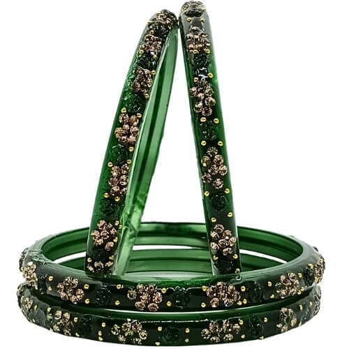 National Delicate Crystal Flower Detailing 4-Piece Bangle