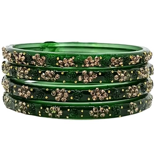 National Delicate Crystal Flower Detailing 4-Piece Bangle