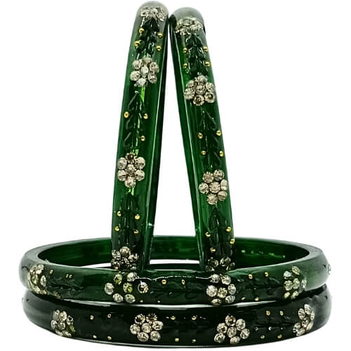 Sundari Crystal Flower Motifs 4-Piece Bangle