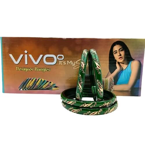 Ujala Golden Leaf Green 4-Piece Bangles