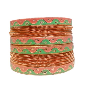 Rose Gold Plated with Meenakari Work Brass Bangles Set 