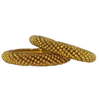 Gold Plated Dotted Style Broad Golden Antique Kada Set