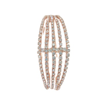 Rose Gold Tone Dazzling Austrian Diamonds Embellished Party Bling Cuff Bracelet